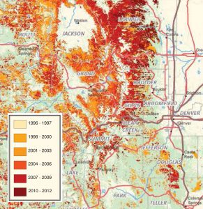 Bark Beetle progression, 1998-2012