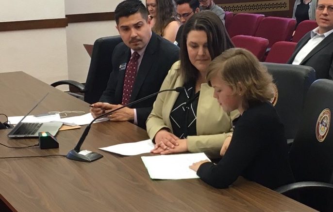 Jude testifying in committee as a nine year old in 2016.