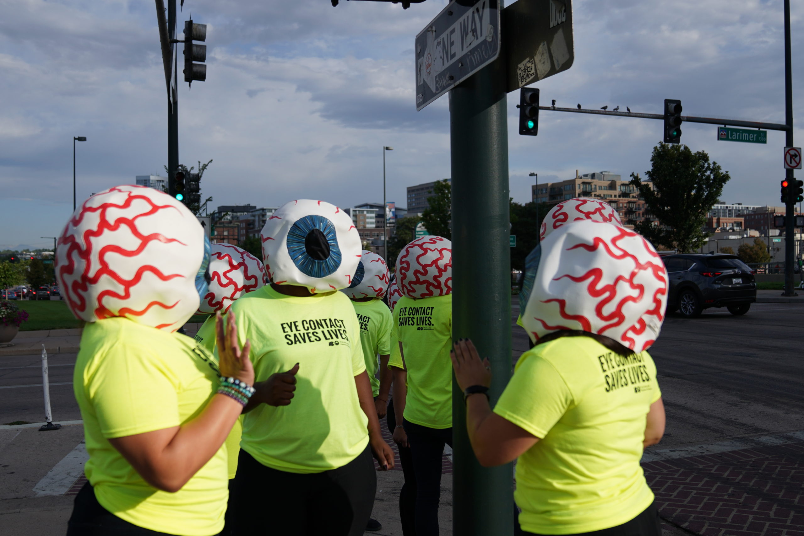 Gigantic eyeballs draw attention to CDOT’s pedestrian safety campaign