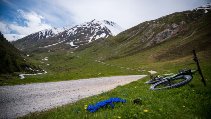 Bike on the Grass in the Mountains