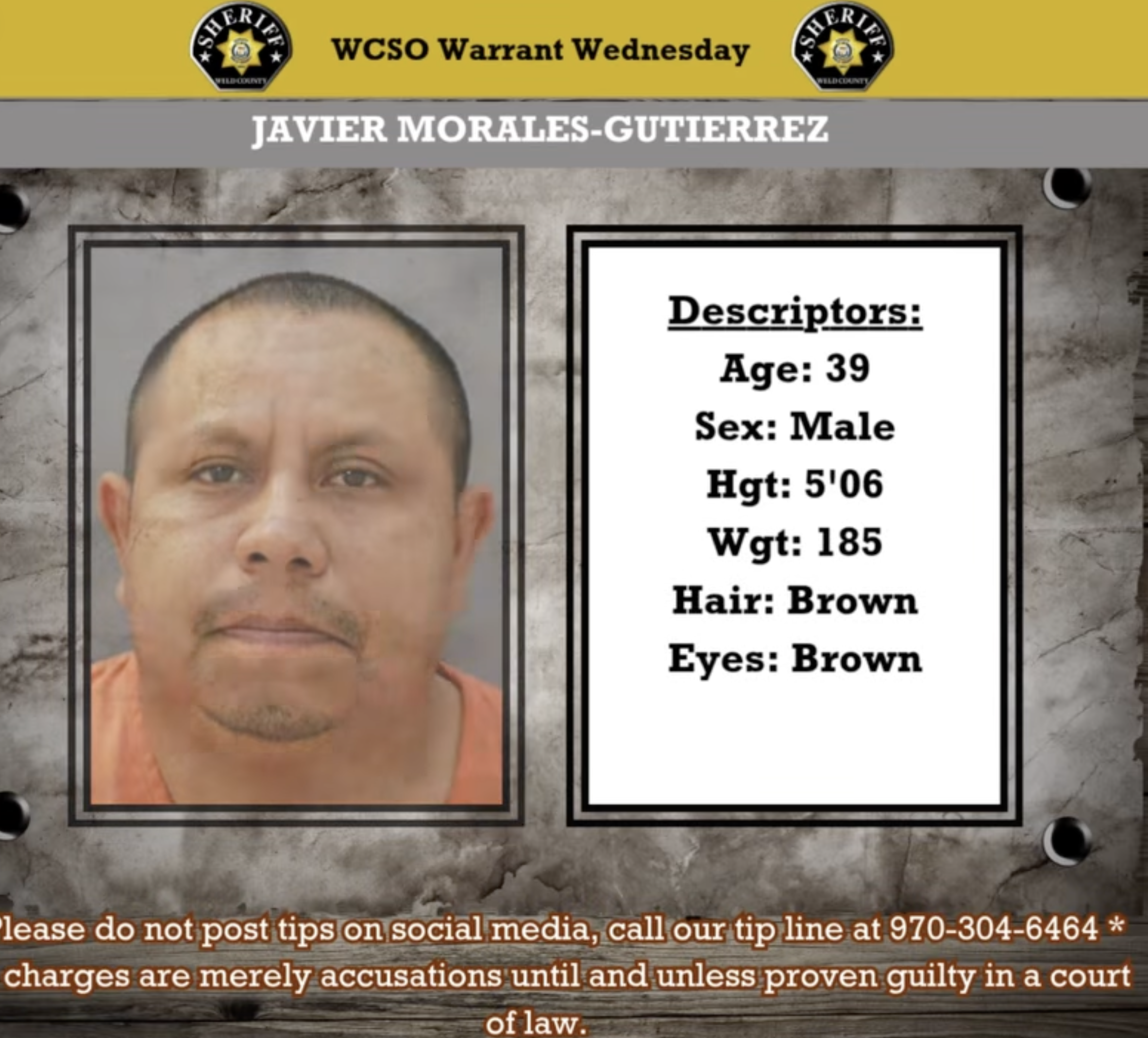 Weld County Sheriff Seeks Public’s Help Locating Wanted Individual