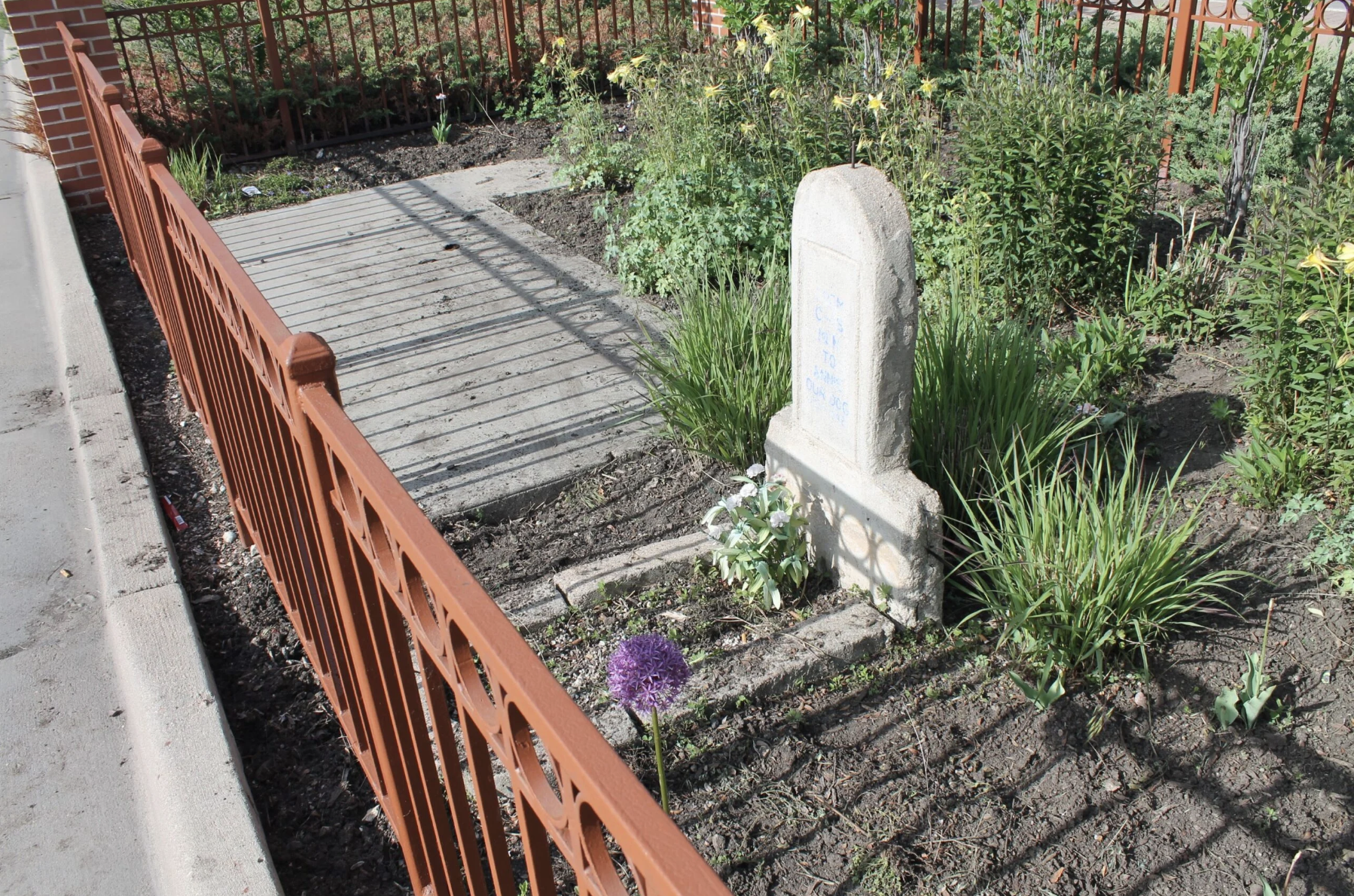 Annie the Railroad Dog’s Grave and Garden Restored at Downtown Transit Center