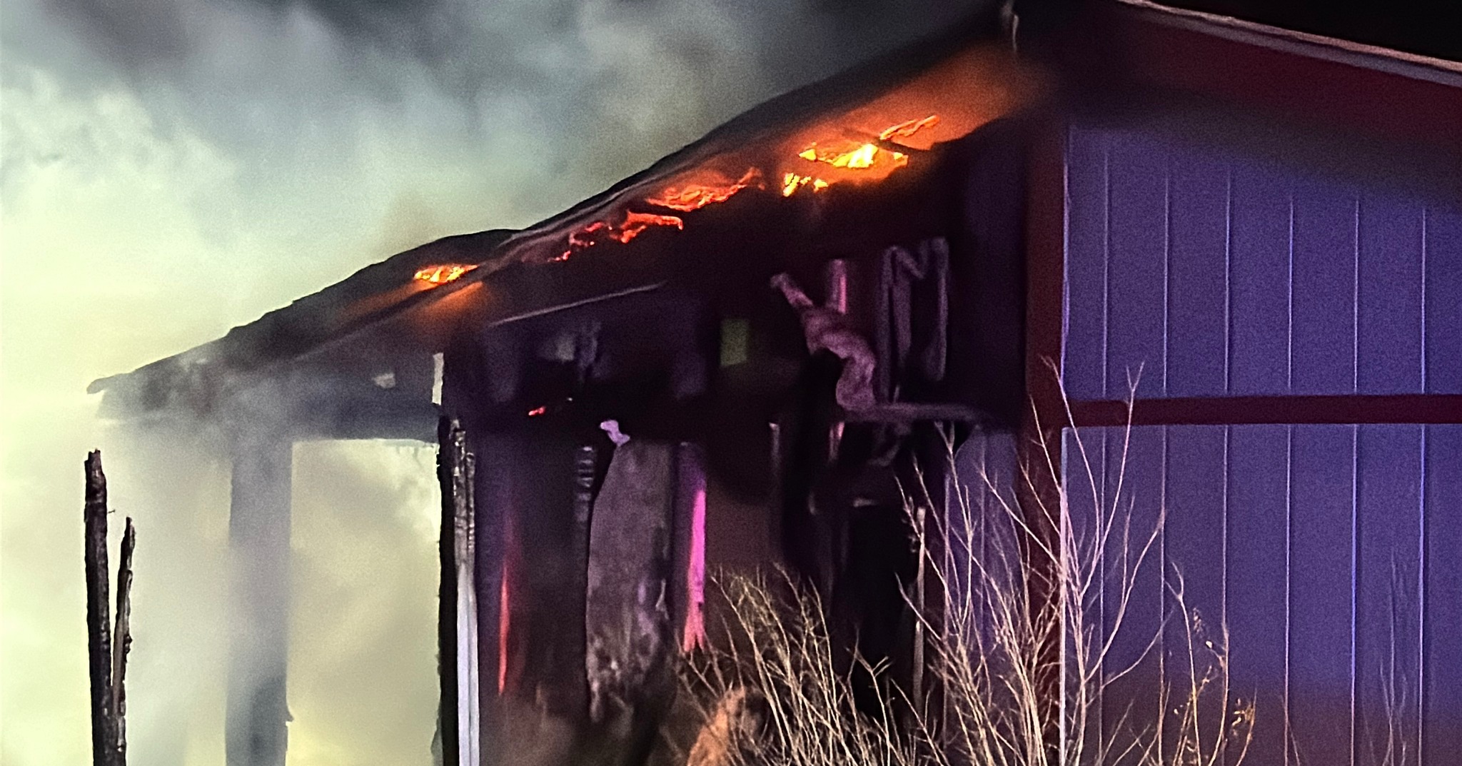 Fire Destroys Home North of Highway 66; Family Escapes Safely